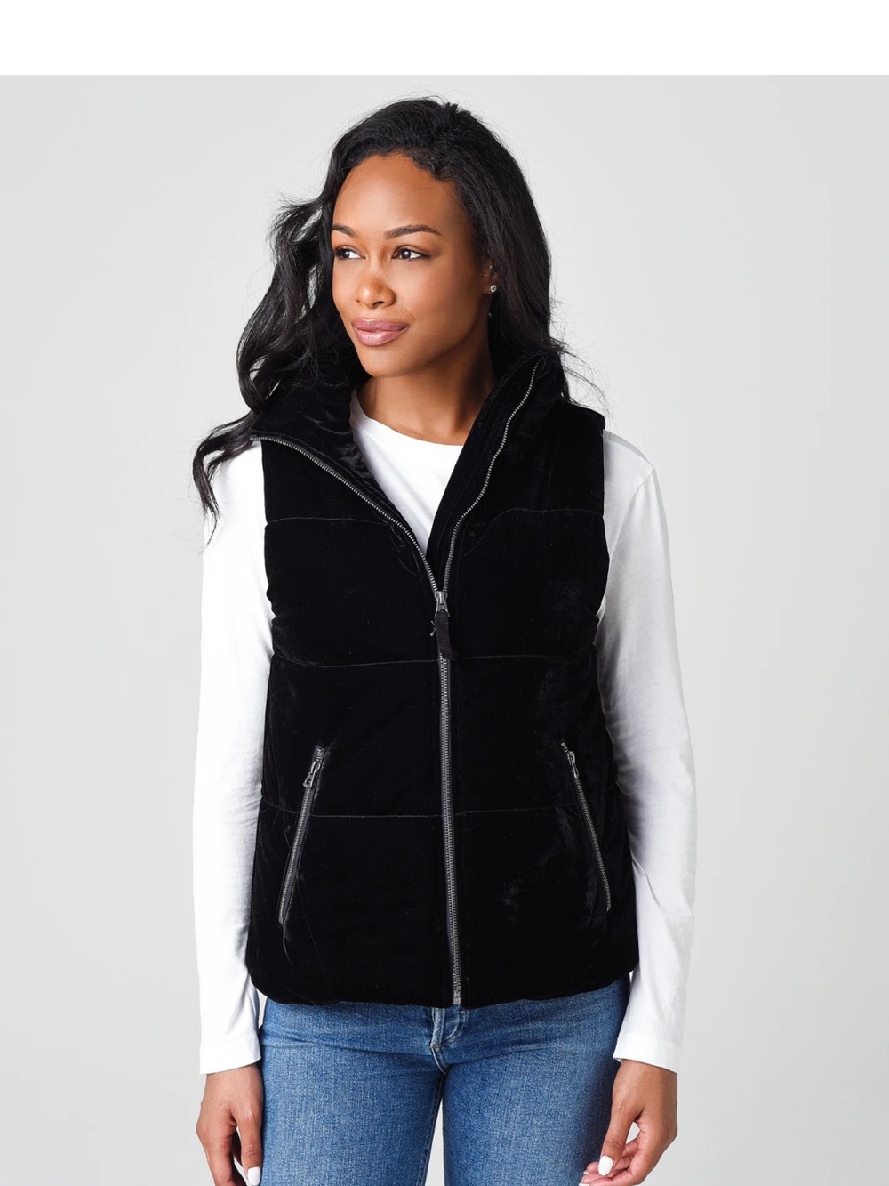dylan Black Vintage Velvet Puffer Vest - Women's M NWT